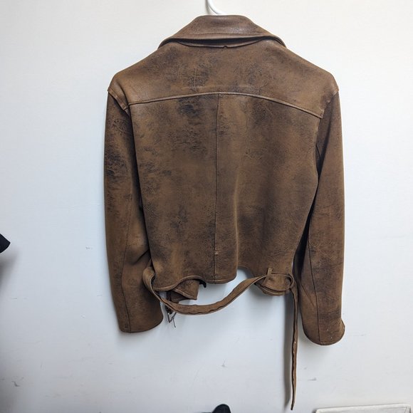 💖HP💖 Coffee Shop New Your Brown Sued Leather Jacket - Picture 4 of 8